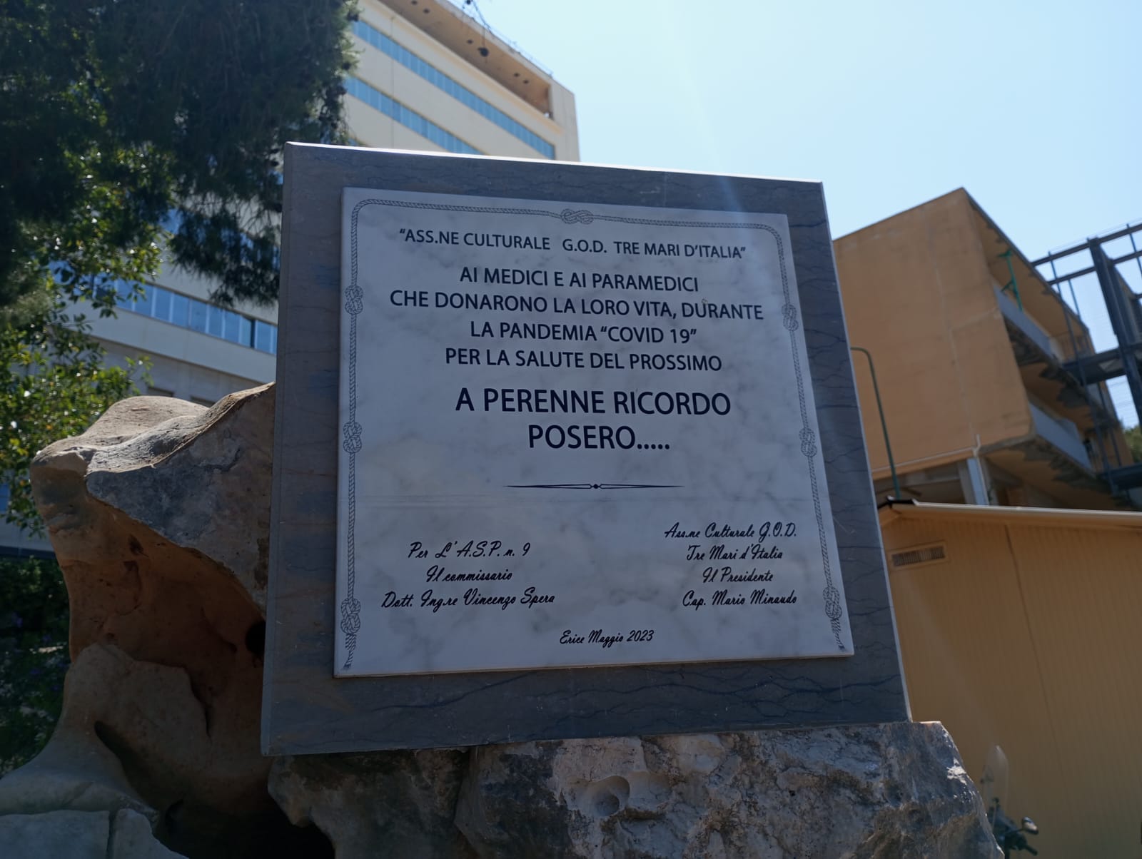 Erice presente all’inaugurazione del Memoriale dedicato a medici e paramedici vittime del Covid