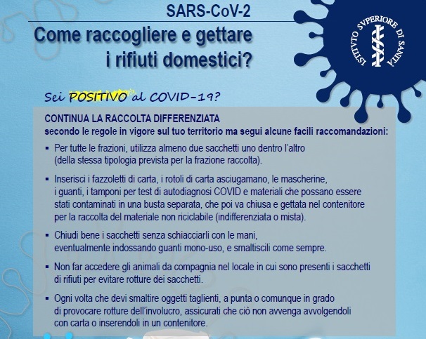 Ritiro rifiuti soggetti positivi: cambiano le disposizioni dal 1° aprile 2022