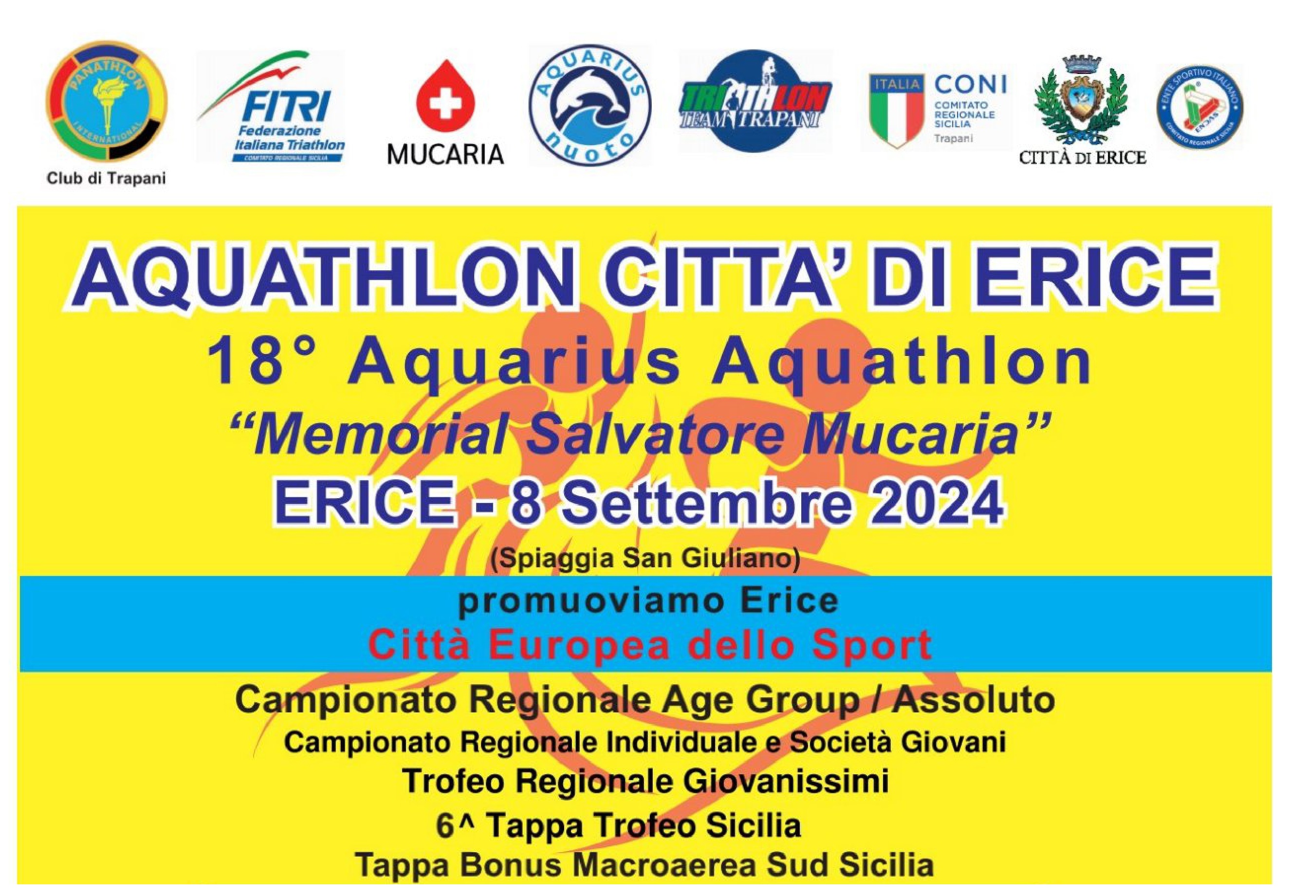 Domenica, nel Lungomare, l’Aquarius Aquathlon Città di Erice