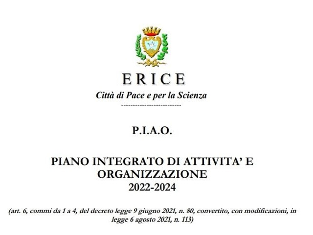 Il Comune di Erice si è dotato del P.I.A.O. – Piano Integrato di Attività e Organizzazione