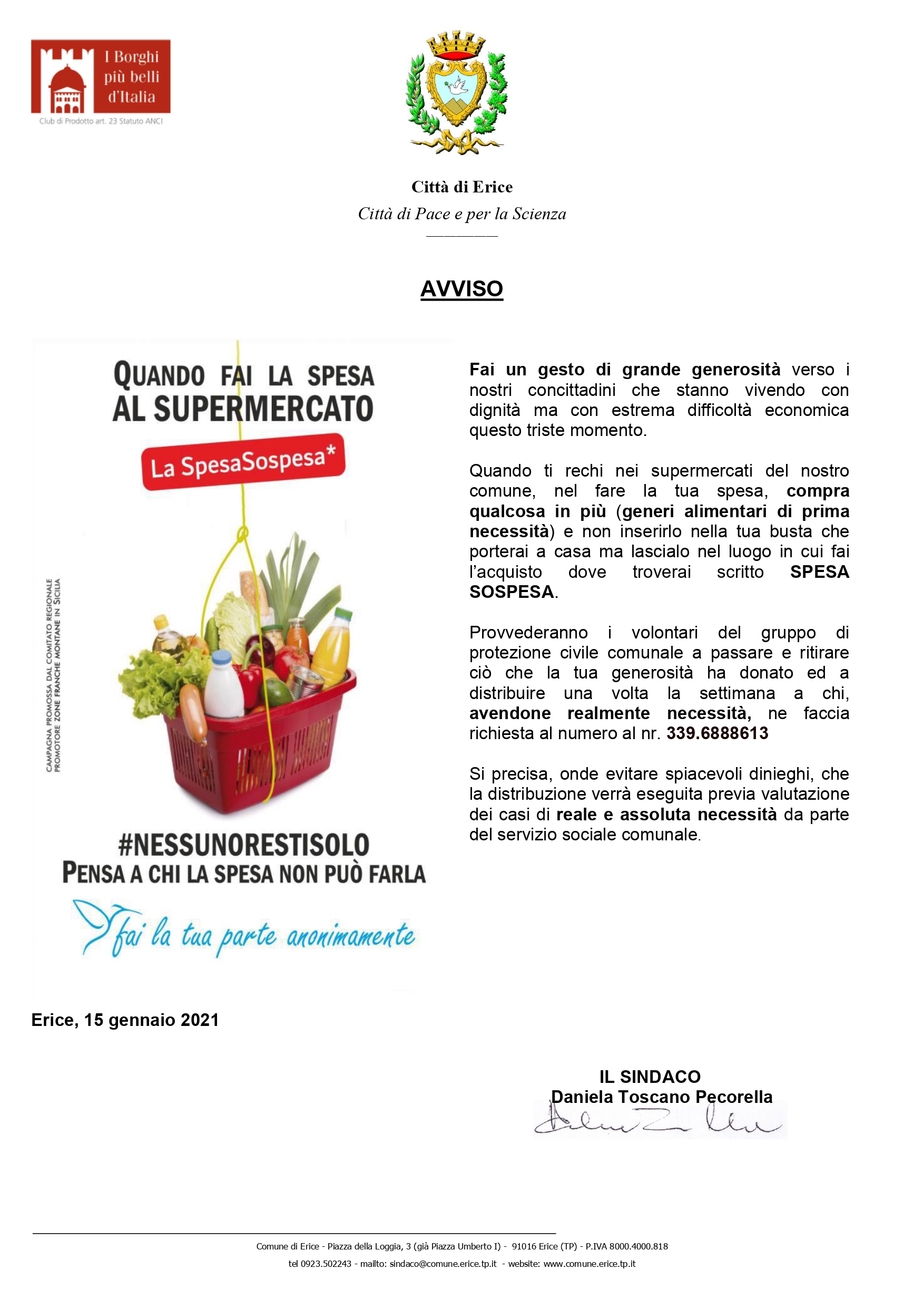 Riattivata l’iniziativa “La SpesaSospesa”