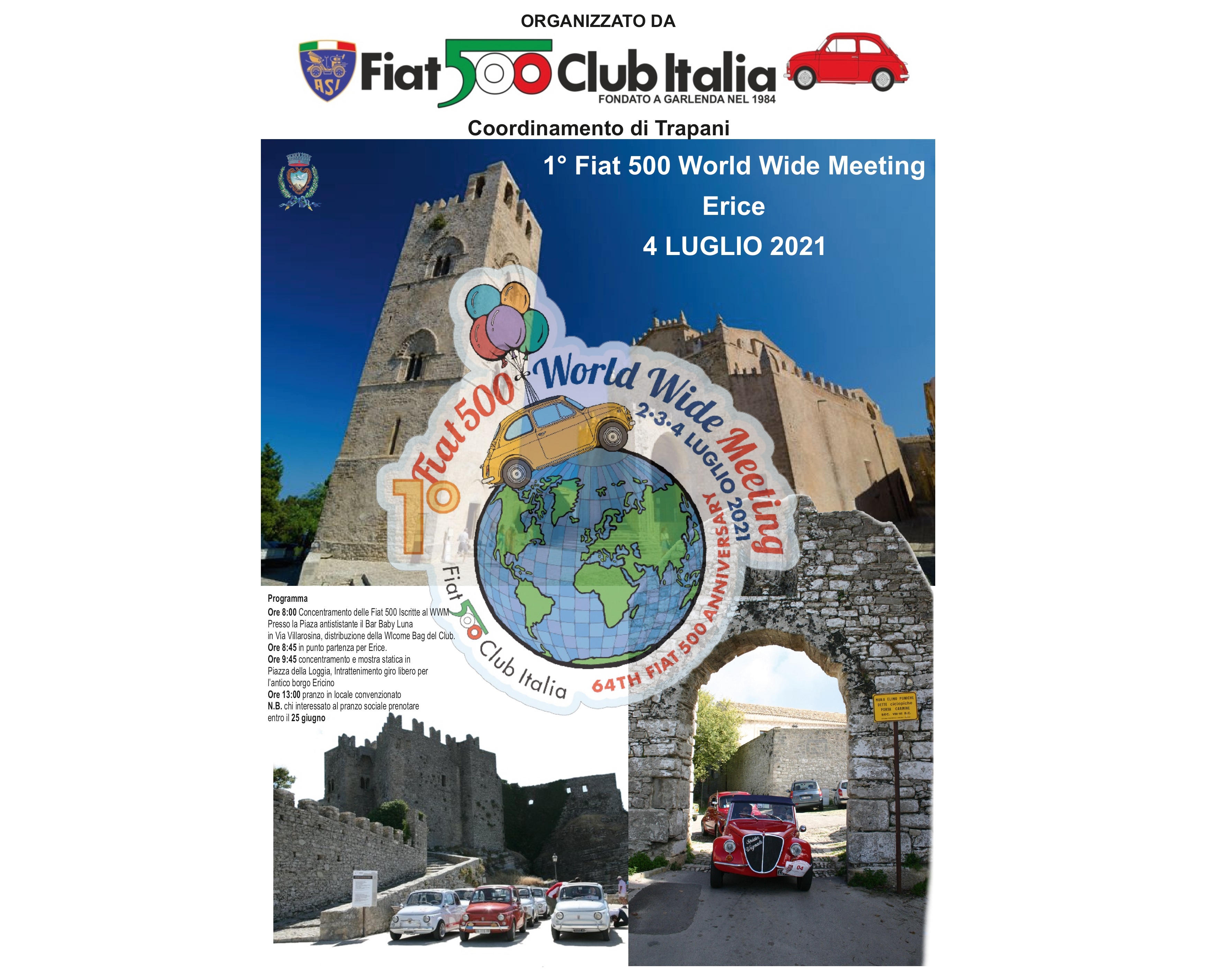 Domenica ad Erice il primo “Fiat 500 World Wide Meeting”