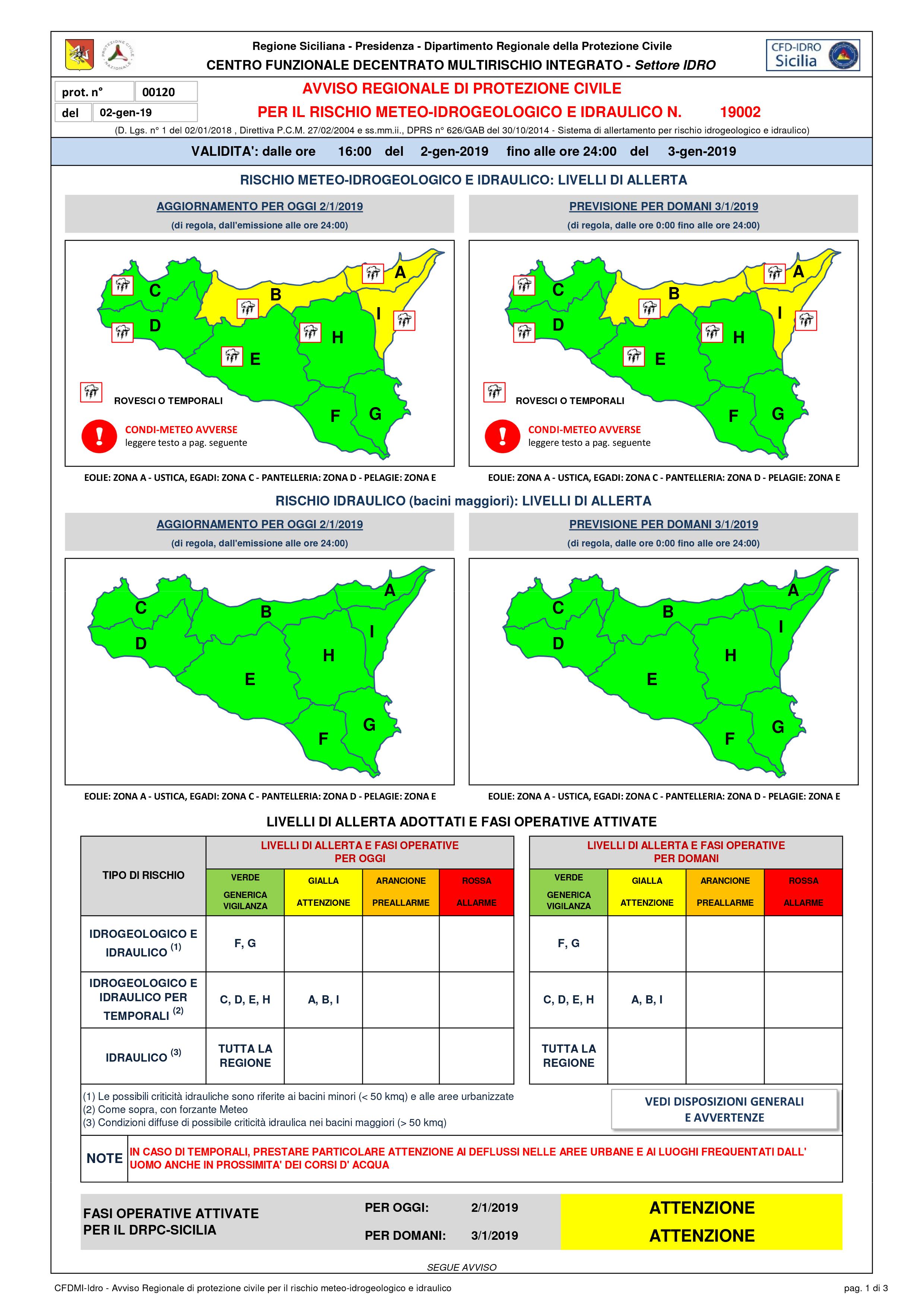 Avviso alla cittadinanza per il rischio meteo-idrogeologico e idraulico di condizioni meteo avverse – Probabile peggioramento condizioni meteo e possibili nevicate