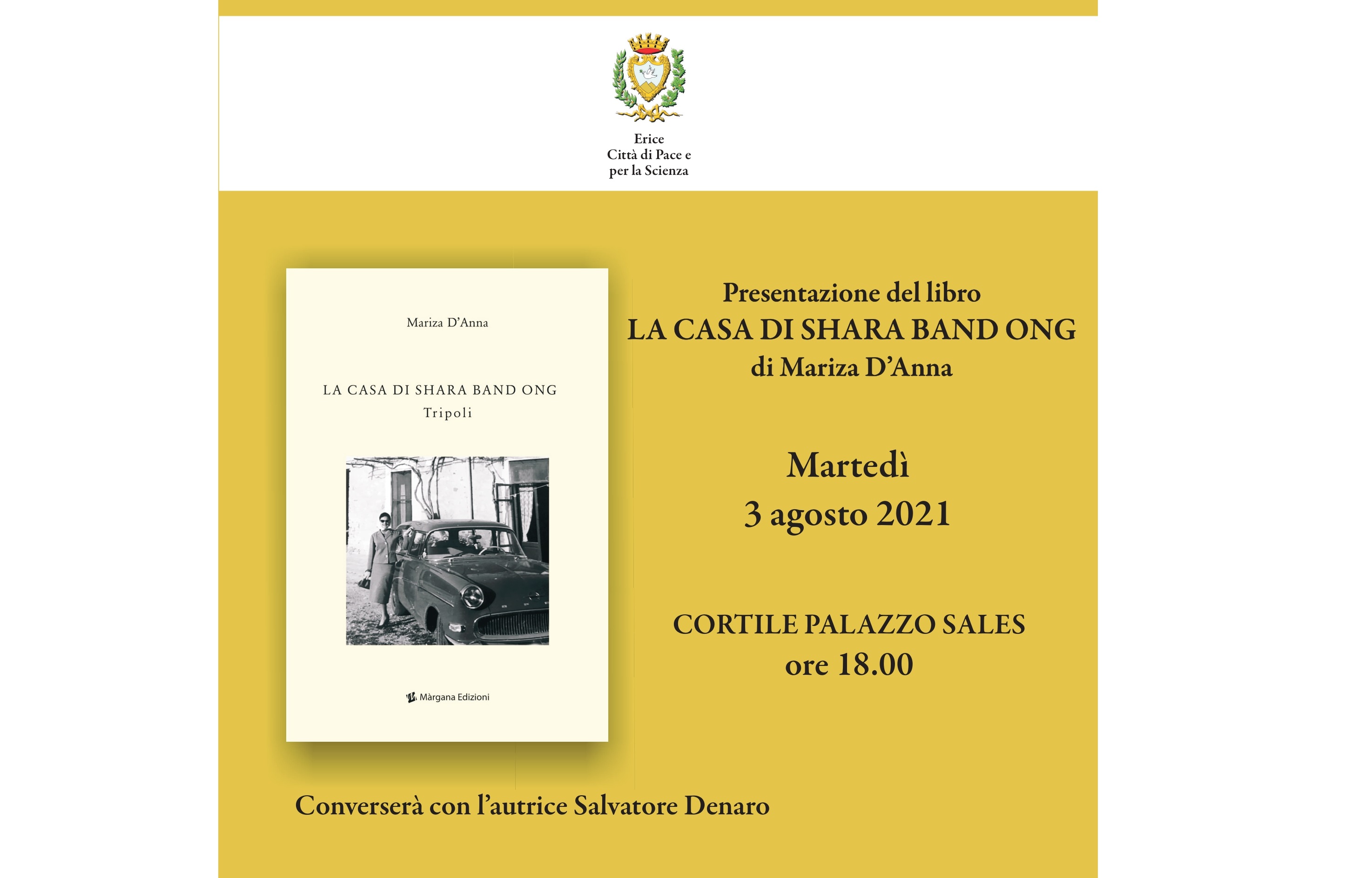 Martedì 3 agosto presentazione del libro "La Casa di Shara Band ONG" al Cortile Sales (ore 18.00)