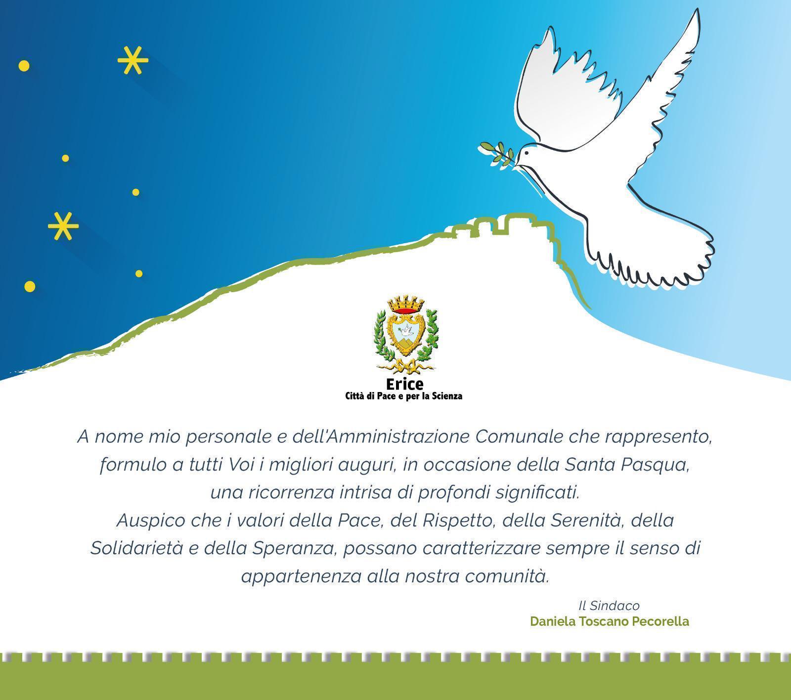 Gli auguri del sindaco daniela toscano in occasione della santa pasqua